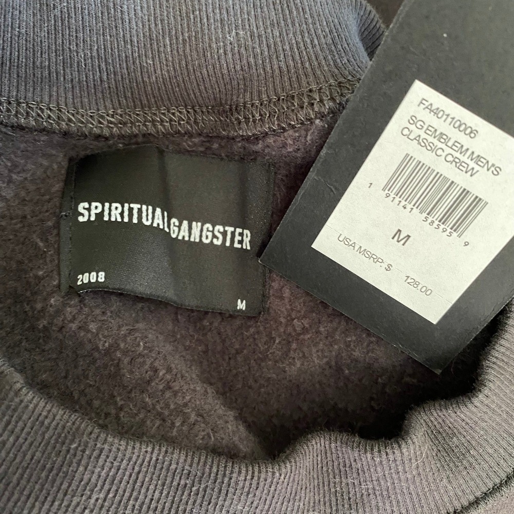 NEW Spiritual Gangster Emblem Classic Crew Unisex Black Medium - Picture 3 of 3